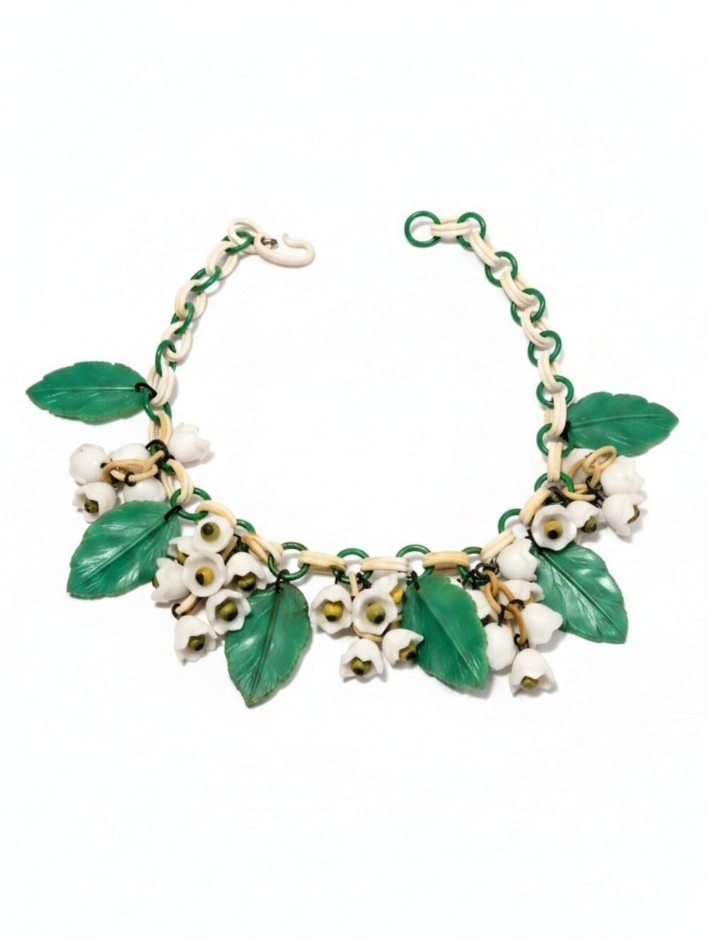 Vintage ART DECO 1930s CELLULOID Choker Floral Necklace⁹